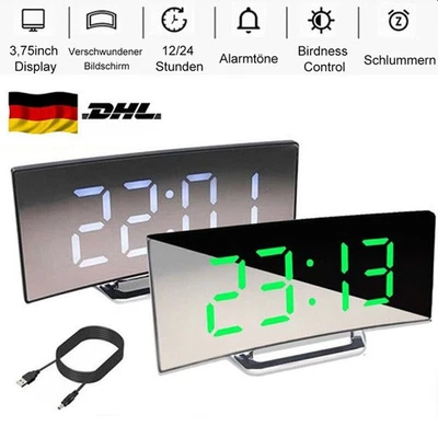7" LED Wecker Digital Alarmwecker Temperatur Uhr Schlummerfunktion Tischuhr - Bild 1 von 4