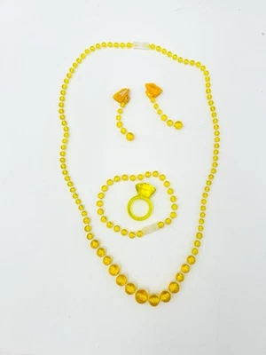 Bonita Princesa Juego de Mesa Repuesto Collar Anillo Pulsera Amarillo Conjunto Foto 1 de 4