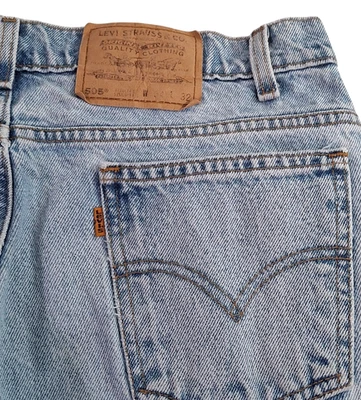 Jeans de Colección Levi's 505 para Hombres 34x32* (Se Ajusta a 32X30) Azul Naranja Pestaña Pierna Recta Denim Foto 1 de 4