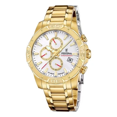 Festina Orologio da Polso da Uomo F20705-1 Chrono Acciaio Inox 10 Atm Oro - Immagine 1 di 3