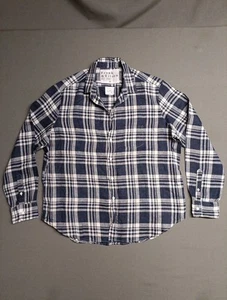 Frank & Eileen Shirt Womens M Blue Eileen 100% Linen Oversized Top Plaid EUC - Picture 1 of 12