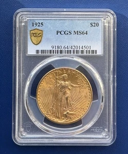 1925 $20 Saint Gaudens Gold Double Eagle PCGS MS64 Shield - Picture 1 of 4