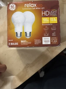 GE Relax LED Comfortable Soft White Light Dimmable- 2 Bulbs - 13.5w A19 - Picture 1 of 3