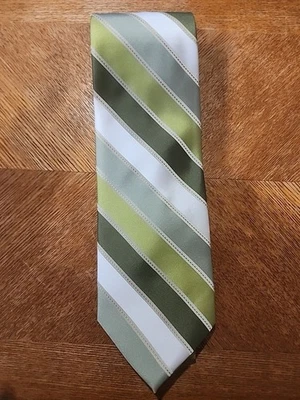 Corbata para hombre Laurant Bennet Milano a rayas verdes 100 % poliéster Foto 1 de 4