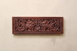 Elephant Statue Vintage Home Decor Wall Panel Wooden Wall Hanging Horizontal Art - Picture 1 of 5