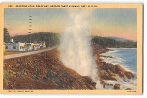 Postcard Spouting Horn Depoe Bay Oregon Coast Highway 1947 Postmarked - Picture 1 of 2