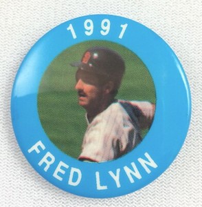 MLB 1991 MLBPA Photo Button Pin - Boston Red Sox - Fred Lynn