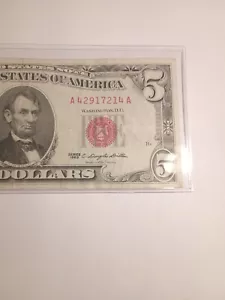 🇺🇲Series 1963 $5 Red Seal A-A Block(A42217214A)🇺🇲 - Picture 1 of 6