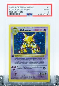PSA 9 ALAKAZAM 1/102 1st Edition Shadowless Holo Rare Base Set - Pokemon Card - Picture 1 of 5