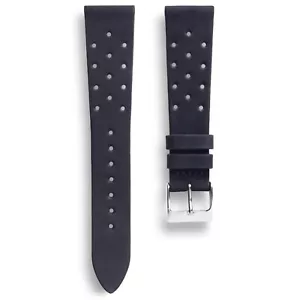 Correa de reloj de cuero nobuck estilo rally negra de 20 mm sin costuras - Imagen 1 de 4