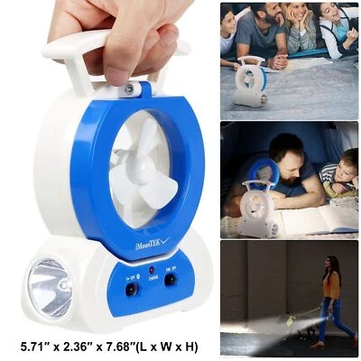 2-in-1 Portable Desk Cooling Fan Emergency Flashlight Torch Household Camping - Image 1 of 4