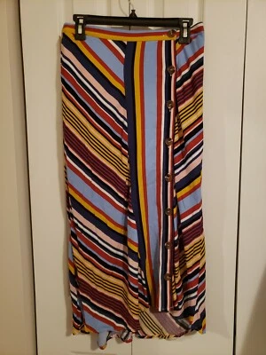 NWT Francesca's Riley Striped Button Front Midi Skirt, Size Large - Image 1 of 4
