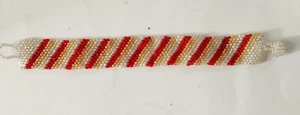 Bracelet Small Beads in Red-Yellow-White-Colors--From Guatemala--1in. wide - Picture 1 of 4
