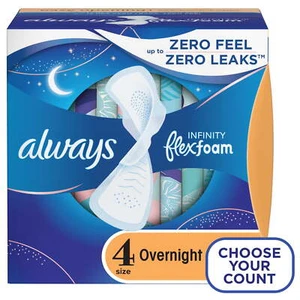 Always Infinity Feminine Pads with wings, Size 4, Unscented, 38 Ct - Picture 1 of 20