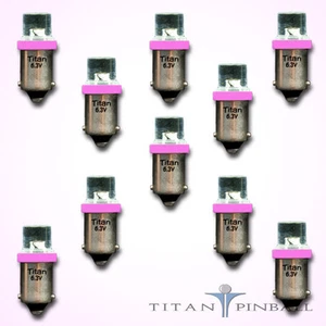 (Paquete de 10) - Pinball Bombilla LED de 6,3 voltios Parte Plana 44/47 Base (BA9S) - ROSA - Imagen 1 de 11
