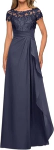 Mother of Bride Dress Lace Formal Evening Gown Chiffon 18W Stormy Wedding Gown - Picture 1 of 10