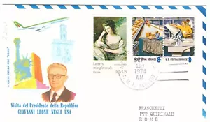 Visita del Presidente negli USA 1974 Leone volo di ritorno FDC Kennedy - Foto 1 di 1