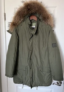 Authentic ICE ICEBERG Winter Big Boys 14 Parka Green Coat Jacket & Fur Hood Rare - Picture 1 of 24