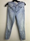Abercrombie & Fitch Super Skinny Mid Rise Ankle Raw Hem Jeans 25/0 Short Flowers