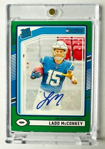 2024 Donruss Ladd McConkey AUTO RC GREEN Parallel Chargers Star Rookie! - Picture 1 of 3