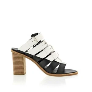 Balenciaga White-Black Leather Slingback With Buckles - Picture 1 of 3
