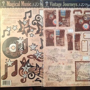 MAGICAL MUSIC  &  VINTAGE JOURNEYS  HOT OFF THE PRESS  3D DIE-CUTS  - 2 SETS - Picture 1 of 4