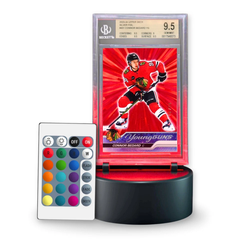 Sports Trading Card LED Color Changing Light Display Storage Stand Holder Remote - Image 1 of 1