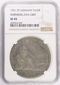 1761 SF German States Nurnberg Taler Thaler NGC XF45 KM# 335 Dav. #2487 - Picture 1 of 2