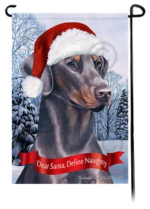 Dear Santa, Define Naughty Garden Flag - Uncropped Blue Doberman Pinscher 052F - Imagen 1 de 1