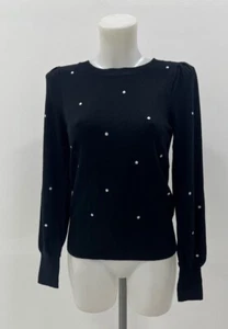 Ladies New F&F Black Polka Dot Jumper Sizes XS S M L XL - Picture 1 of 8