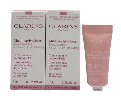 Crema de día suavizante Clarins Multi Active Jour Glow Boosting Line 5 ml cada una x2 Foto 1 de 4