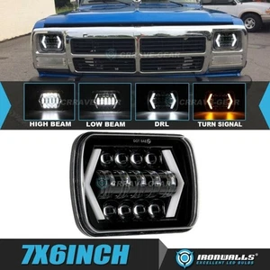 For Dodge D100 D150 D250 D350 7x6" LED Headlight Hi/Lo Beam DRL Turn Signal - Bild 1 von 12