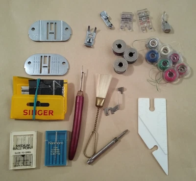 Lote de accesorios para máquinas de coser placas bobinas agujas pie cantante Necchi 25 piezas Foto 1 de 4
