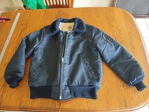 Vtg Dickies Sherpa Lined Bomber Jacket L Navy Blue Zipper Coat 80s USA - Picture 1 of 24