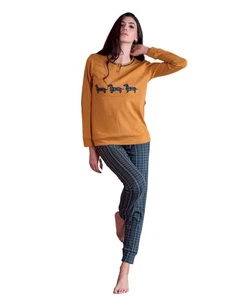 Pigiama donna in jersey di cotone caldo Oro Nero OD485 - Picture 1 of 2