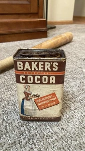 Antica latta pubblicitaria Walter Baker's colazione cacao mezza libbra completa - Foto 1 di 6