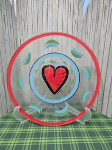Kosta Boda Glass Heart Ulrica Hydman-Vallien Hand Painted Plate - Picture 1 of 5