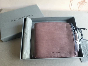 ALL SAINTS MENS "HAVOC WALLET" TAUPE LEATHER COIN COMPARTMENT UNISEX TAGS BOX - Picture 1 of 8