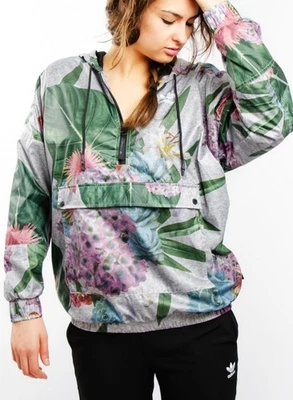 adidas Originals Floral Softshell 1/2 Zip Hoodie Pullover Snap Pocket Size S - Image 1 of 4