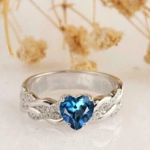 1.50 Ct Heart Cut Diamond Solitaire Engagement Promise Ring 14k White Gold Over - Picture 1 of 7