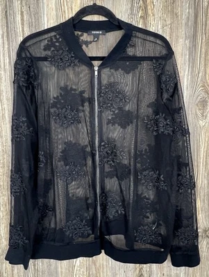 Torrid Jacket Witchy Romantic Festival Goth Embroidered Mesh Bomber Size 2 (2X) - Image 1 of 4
