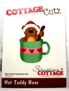 Hot Toddy Bear Santa Hat Cinnamon Drink Christmas CottageCutz Metal Die RETIRED - Picture 1 of 1