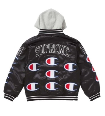 Chaqueta Universitaria Supreme Champion Satén Negra M Usada Foto 1 de 4