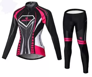 Malciklo Women's Long Sleeve Cycling Jersey with Tights - Picture 1 of 2