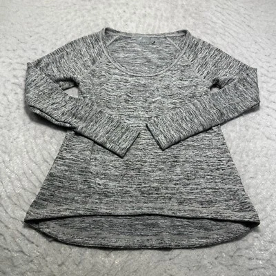 Camisa de entrenamiento tejida Athleta No Sweatin It gris jaspeado cuello redondo para mujer talla S Foto 1 de 4