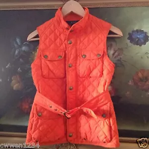 NWT Polo Ralph Lauren Girls Diamond-Quilted Orange Vest Size S 7 - Picture 1 of 5