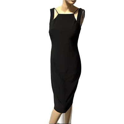 Vestido Vaina Joseph Ribkoff Negro Sin Mangas 191039 Correas Escote Recortadas Talla 8 Nuevo con Etiquetas Foto 1 de 4