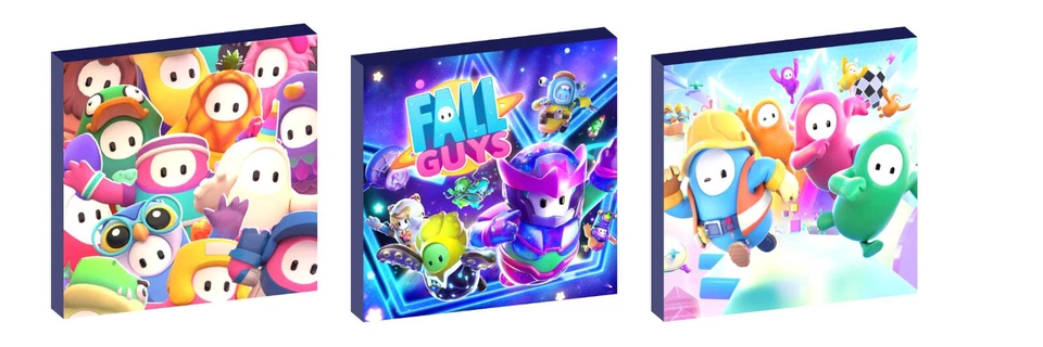 FALL GUYS SET OF 3 WALL ART PLAQUES/CANVAS PICTURES - Image 1 of 1