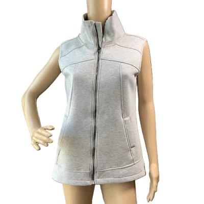 Chaleco Betsey Johnson Gris Sin Mangas Cremallera Completa Cuello Alto Bolsillos Talla Mediana Foto 1 de 4
