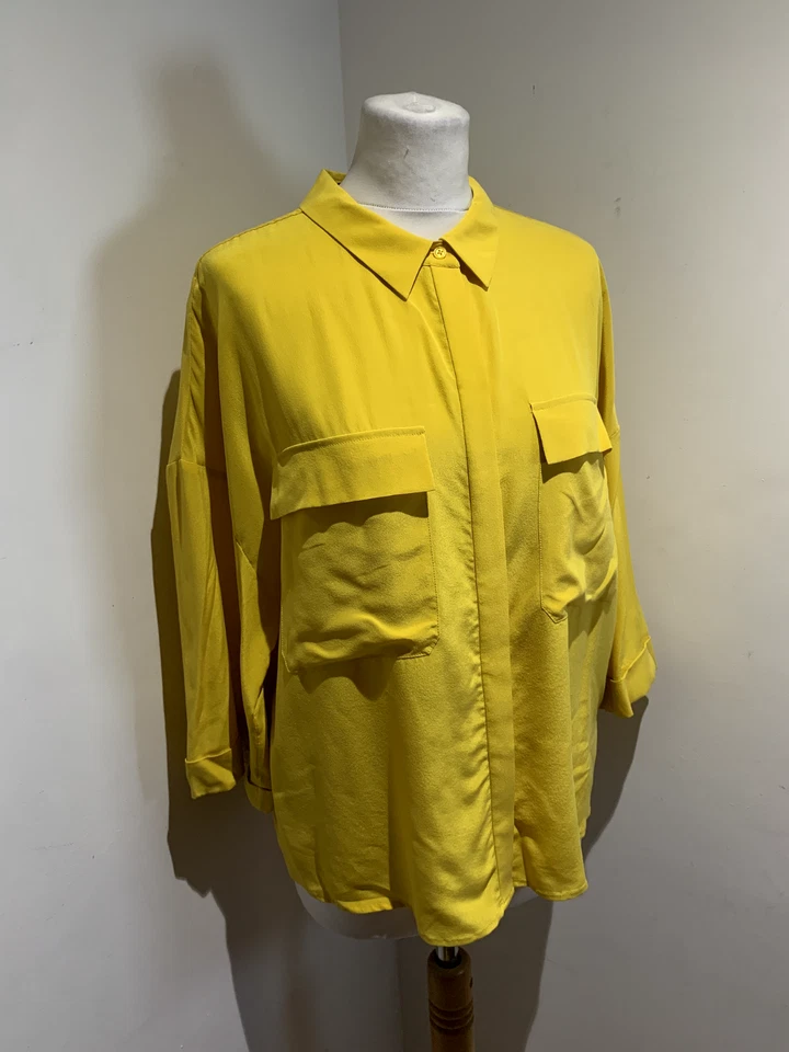 Marks & Spencer Shirt Blouse UK 16 NEW BNWT Yellow Collared Pure Silk boxy - Image 1 of 4